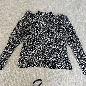 Zara Black and White Animal Print Blouse